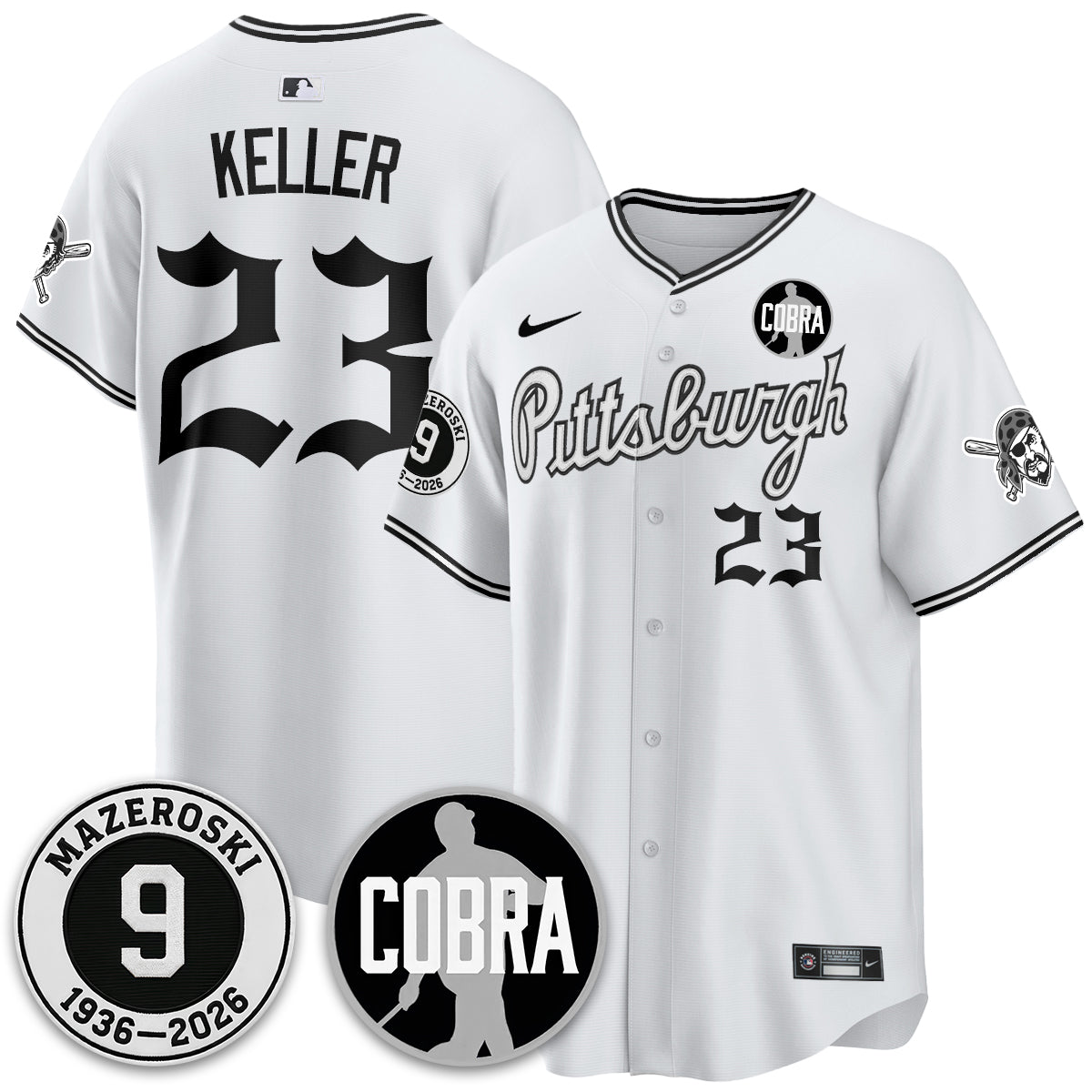 PIT Memories Vapor Limited Gothic Jersey - Bill Mazeroski Patch - Stitched