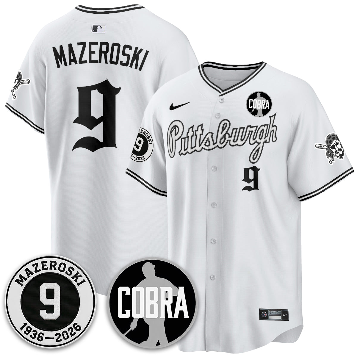 PIT Memories Vapor Limited Gothic Jersey - Bill Mazeroski Patch - Stitched