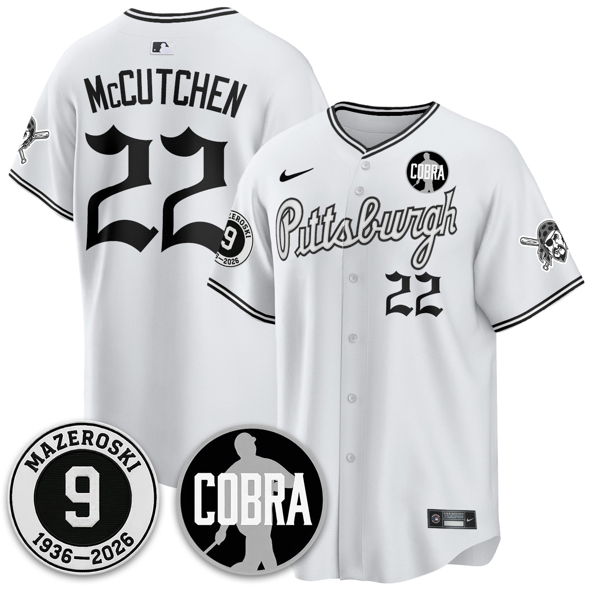 PIT Memories Vapor Limited Gothic Jersey - Bill Mazeroski Patch - Stitched