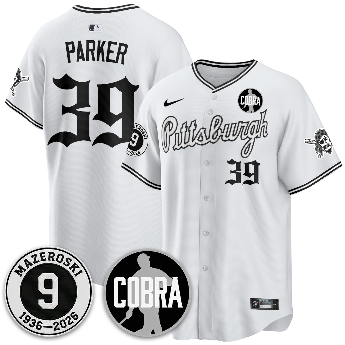 PIT Memories Vapor Limited Gothic Jersey - Bill Mazeroski Patch - Stitched