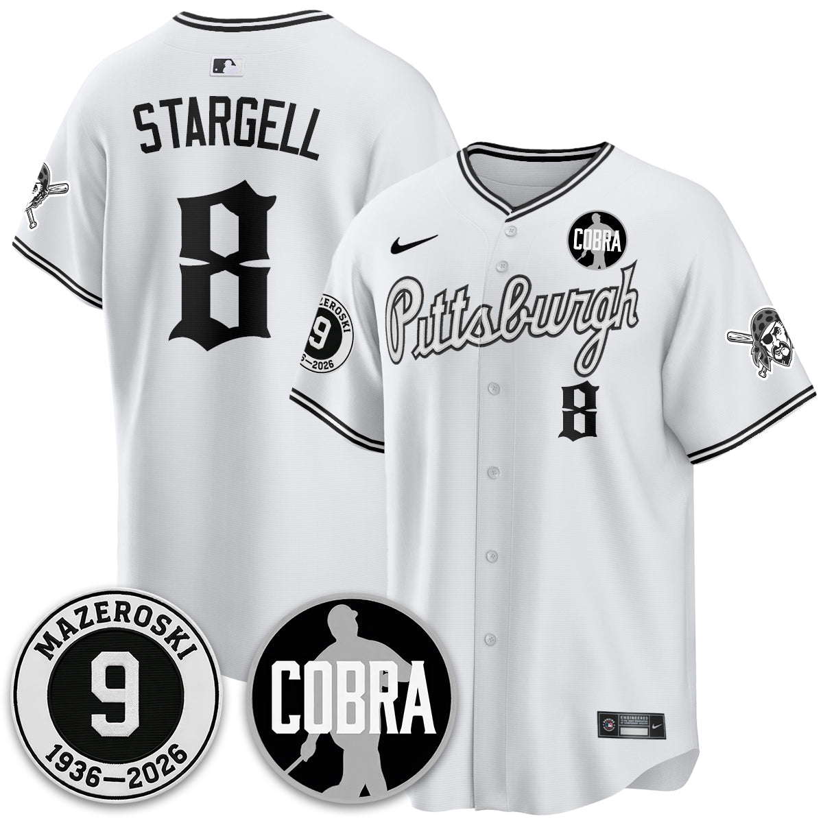 PIT Memories Vapor Limited Gothic Jersey - Bill Mazeroski Patch - Stitched