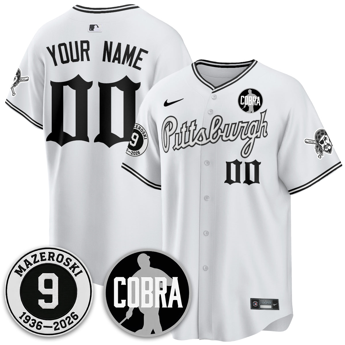 PIT Memories Vapor Limited Gothic Jersey - Bill Mazeroski Patch - Stitched