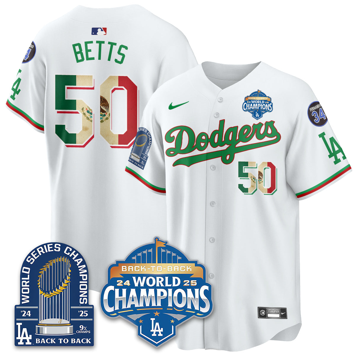 LAD Mexico World Series Champions Jersey - 9x Champs - Stitched