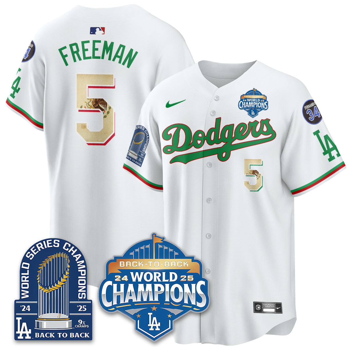 LAD Black Flag Mexico World Series Champions Jersey - 9x Champs - Stitched