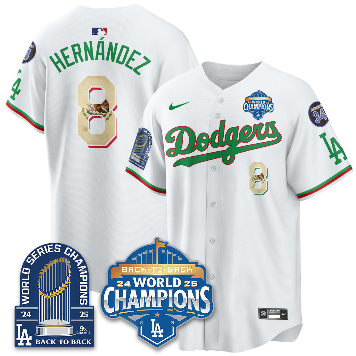 LAD Black Flag Mexico World Series Champions Jersey - 9x Champs - Stitched