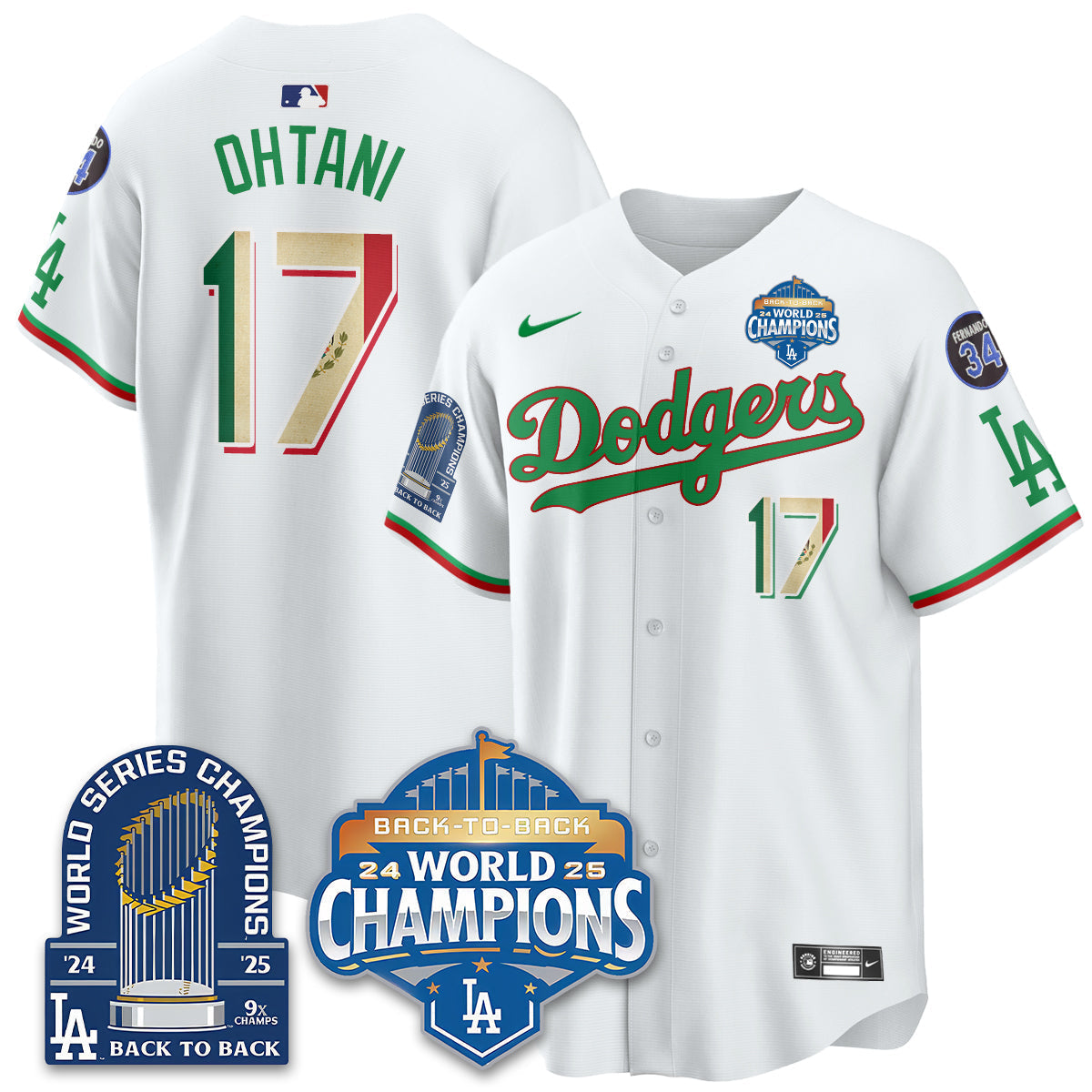LAD Black Flag Mexico World Series Champions Jersey - 9x Champs - Stitched