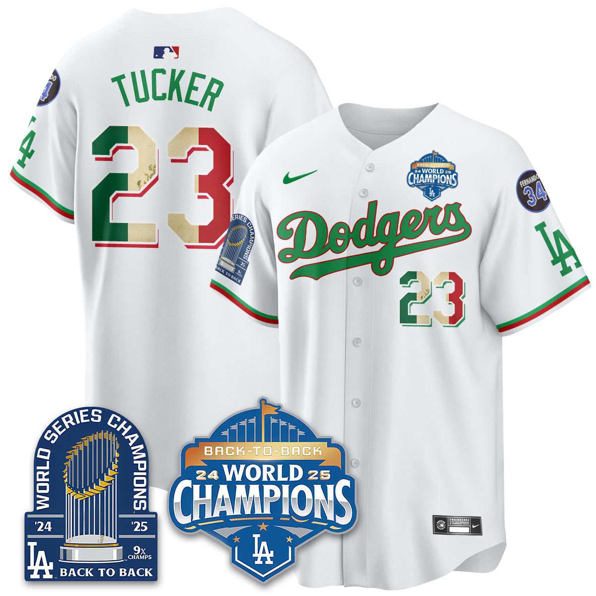 LAD Black Flag Mexico World Series Champions Jersey - 9x Champs - Stitched