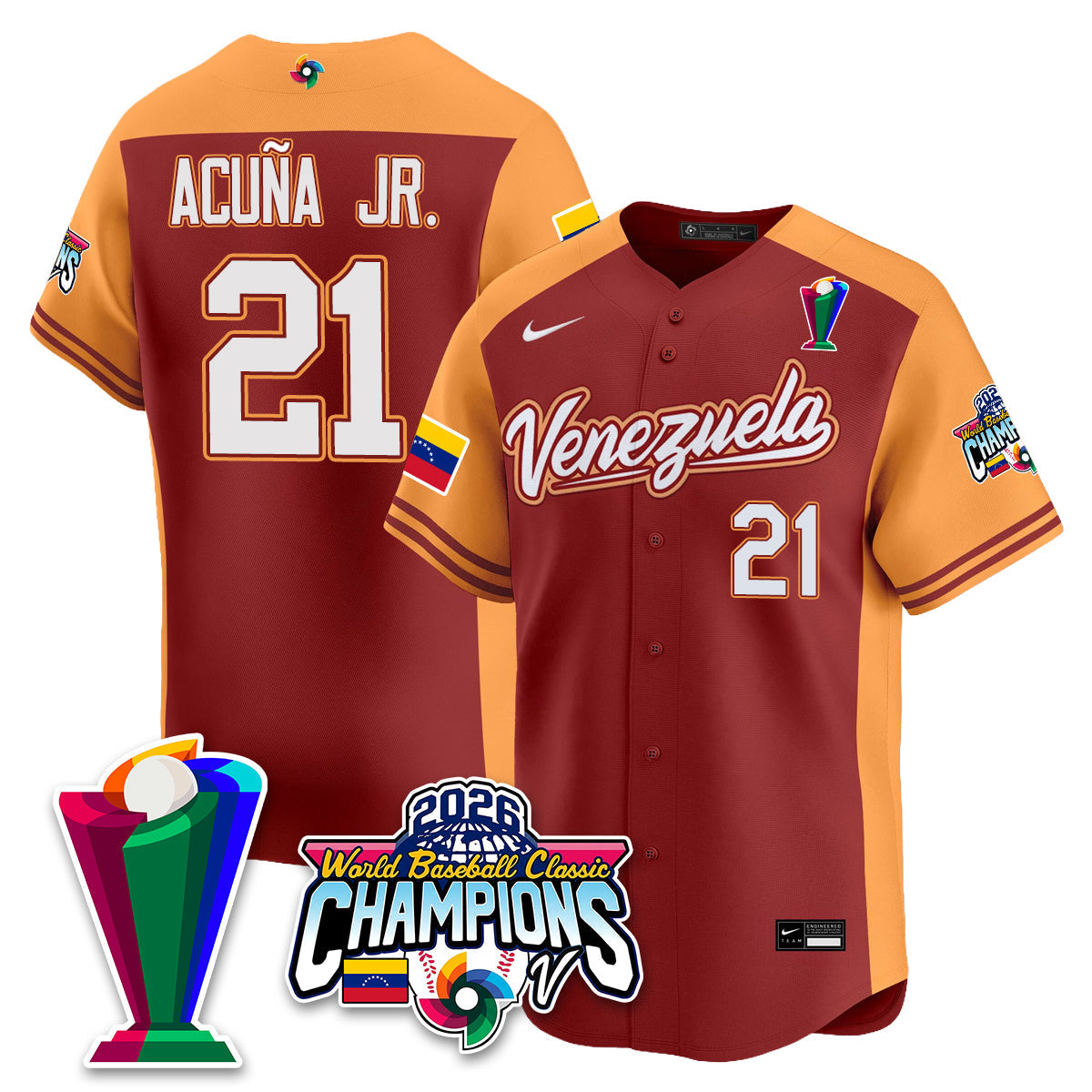 Venezuela Baseball 2026 World Baseball Classic Champions Limited Jersey V2 - Stitched