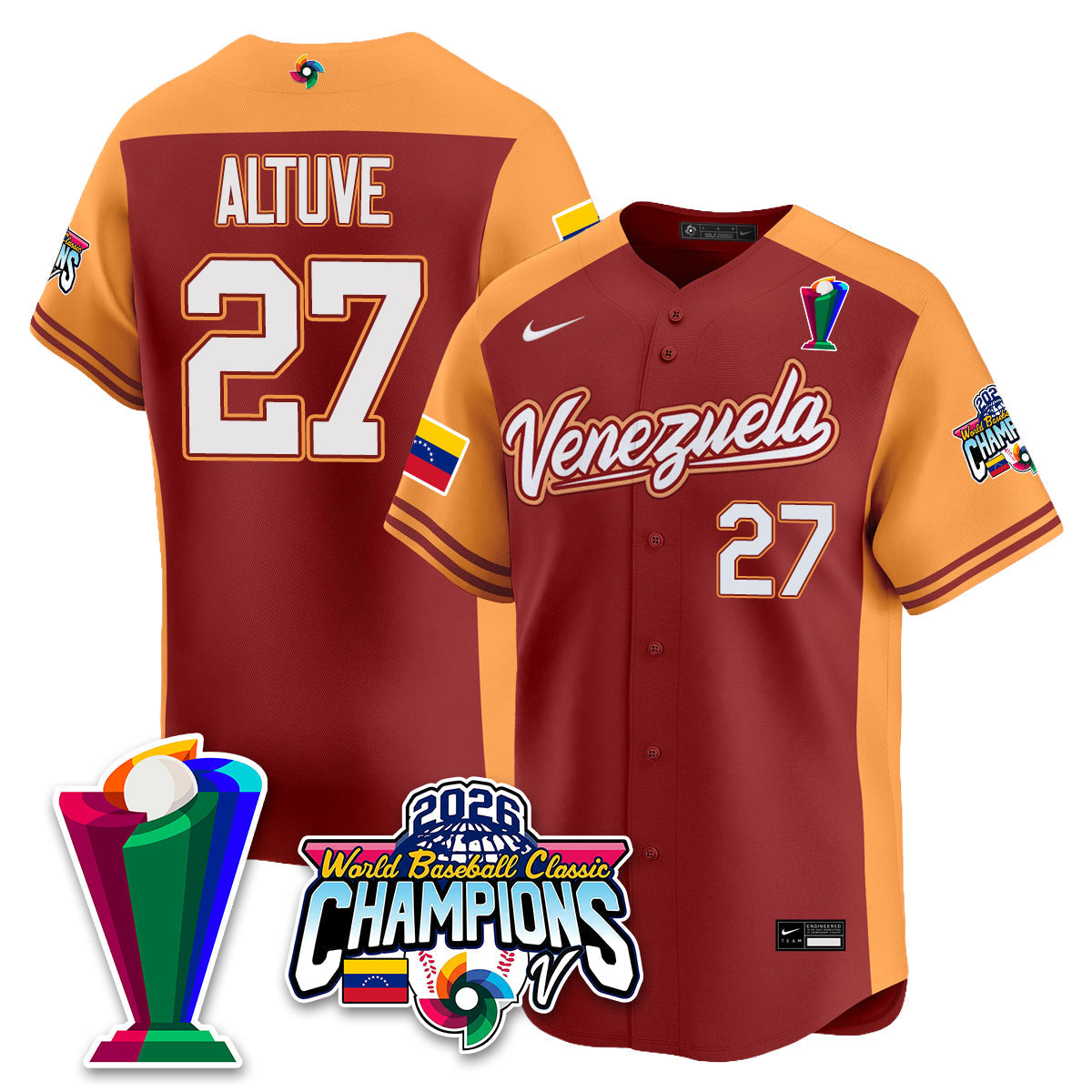Venezuela Baseball 2026 World Baseball Classic Champions Limited Jersey V2 - Stitched