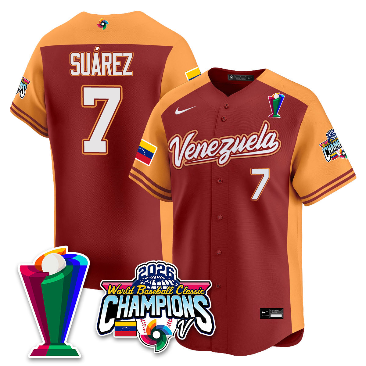 Venezuela Baseball 2026 World Baseball Classic Champions Limited Jersey V2 - Stitched
