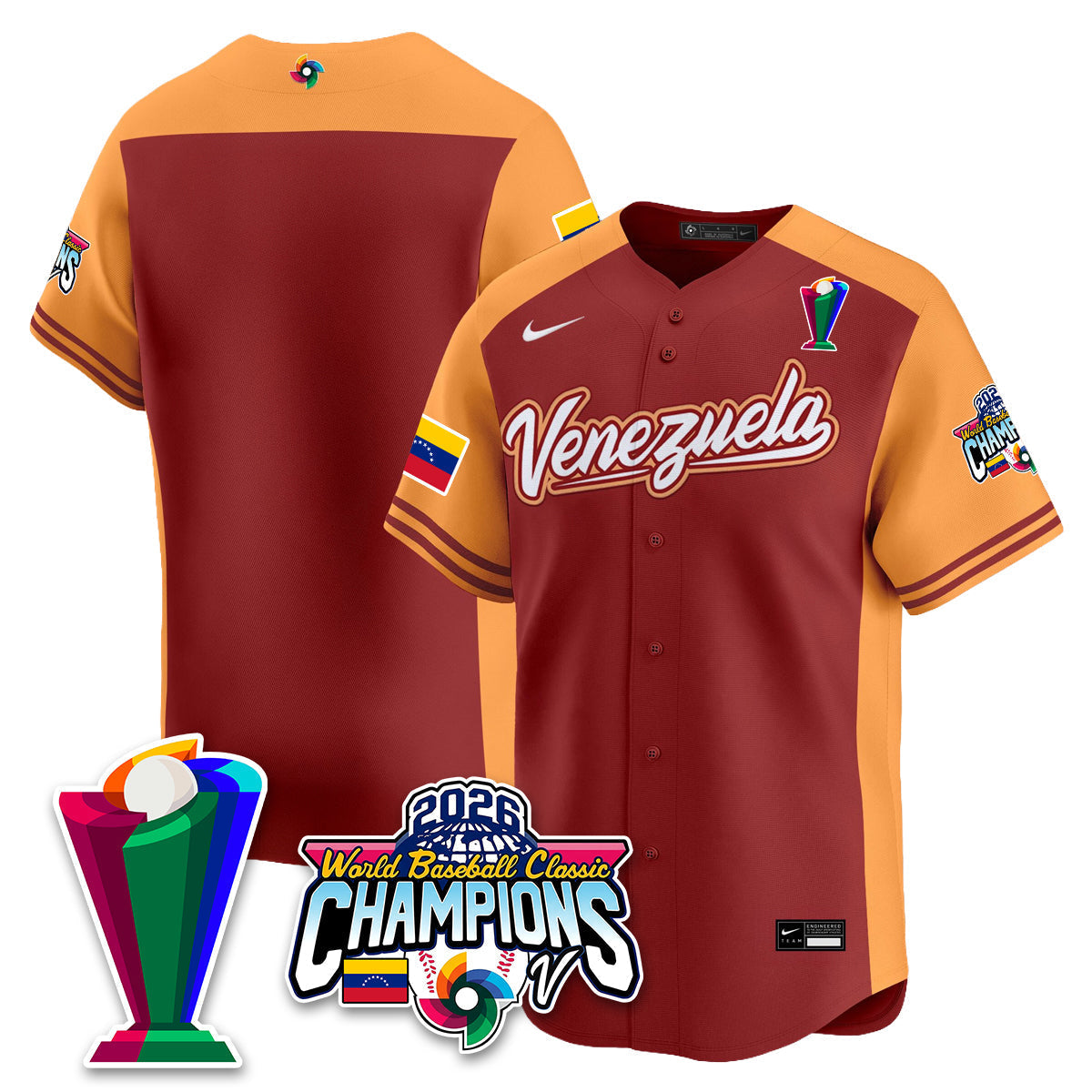 Venezuela Baseball 2026 World Baseball Classic Champions Limited Jersey V2 - Stitched