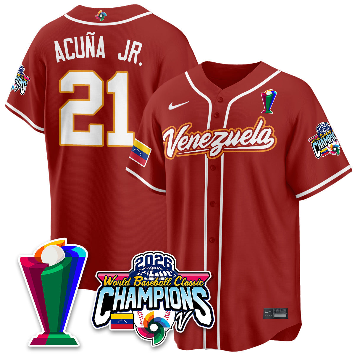 Venezuela Baseball 2026 World Baseball Classic Champions Limited Jersey V2 - Stitched
