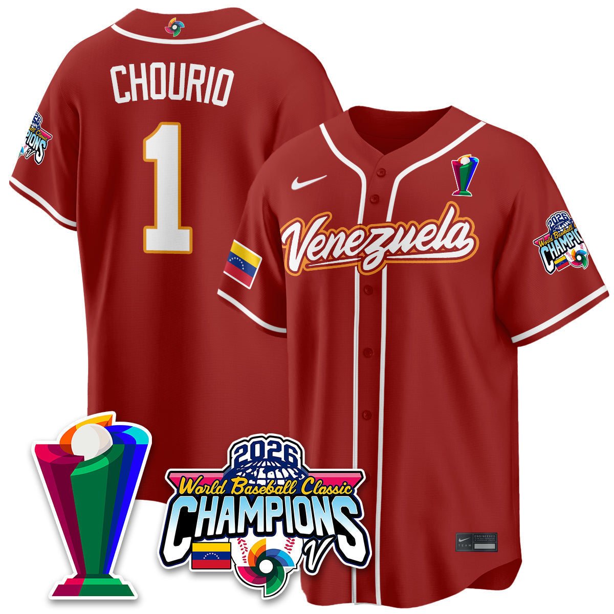 Venezuela Baseball 2026 World Baseball Classic Champions Limited Jersey V2 - Stitched