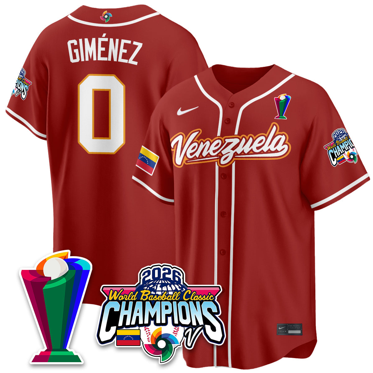 Venezuela Baseball 2026 World Baseball Classic Champions Limited Jersey V2 - Stitched