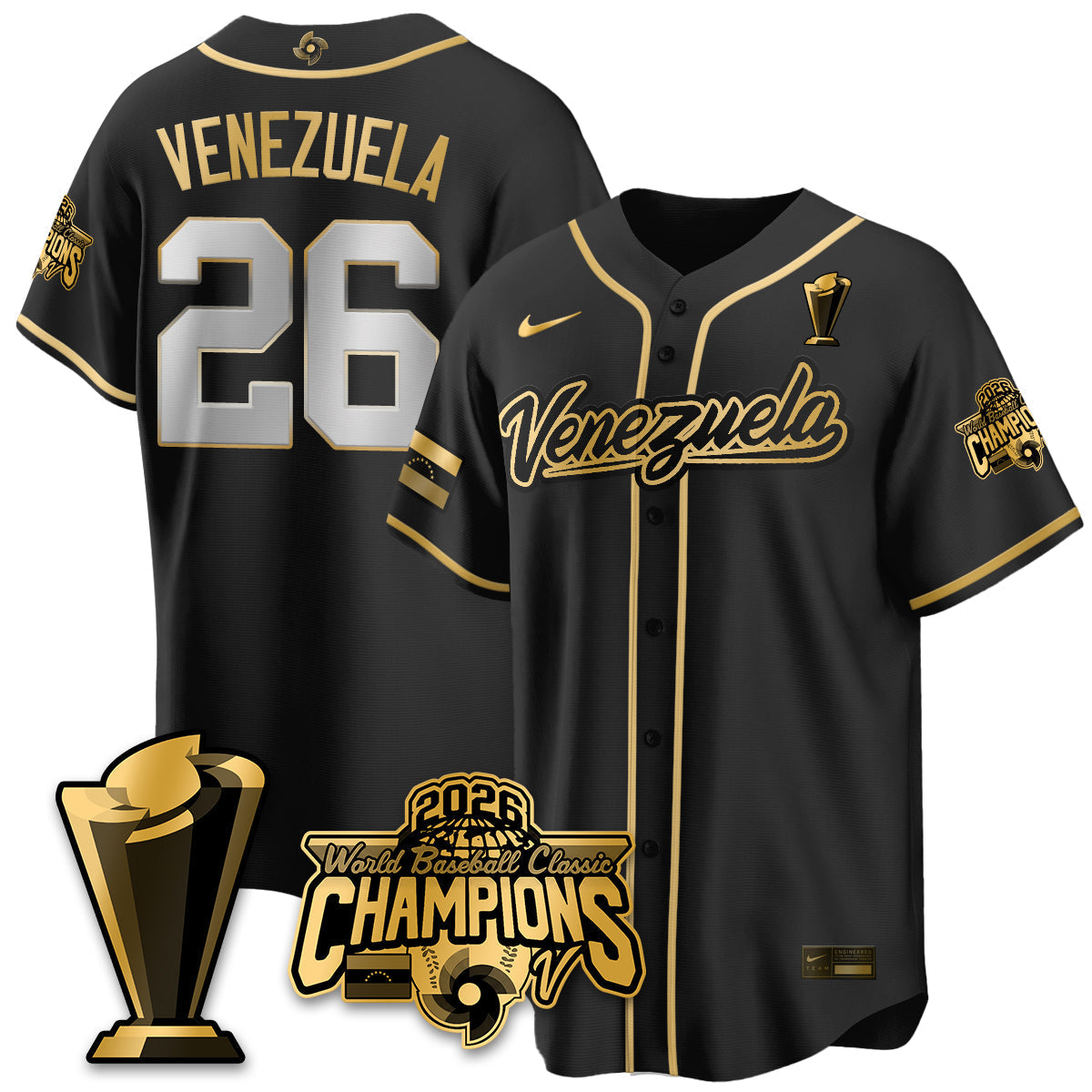 Venezuela Baseball 2026 World Baseball Classic Champions Limited Jersey V2 - Stitched
