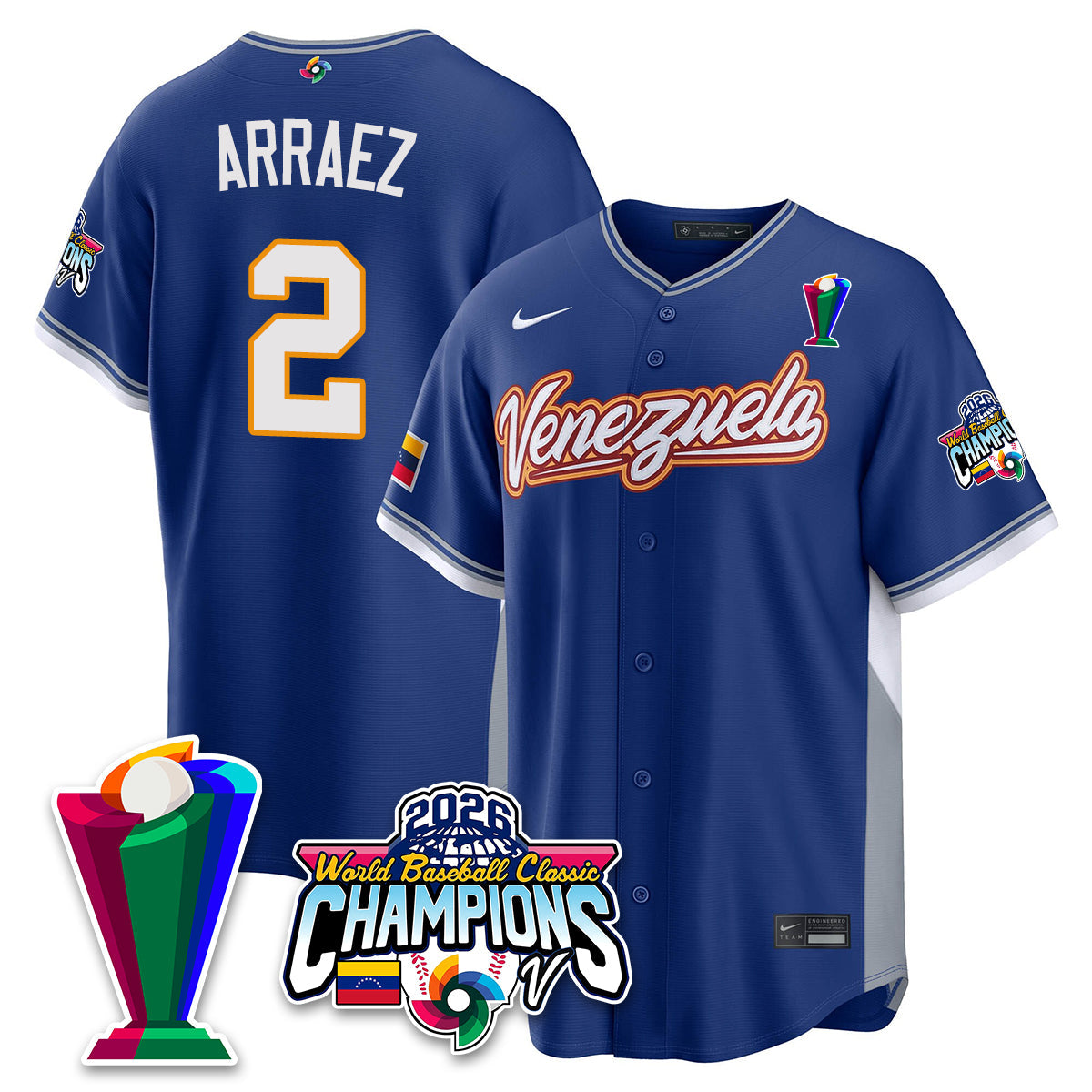 Venezuela Baseball 2026 World Baseball Classic Champions Limited Jersey V2 - Stitched