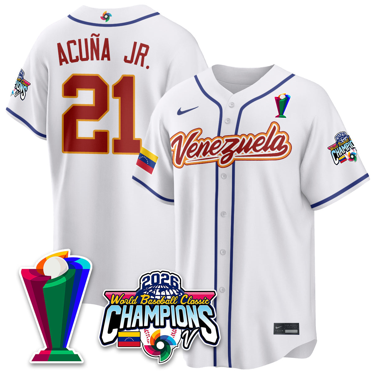Venezuela Baseball 2026 World Baseball Classic Champions Limited Jersey V2 - Stitched