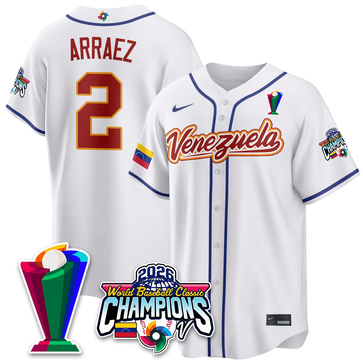 Venezuela Baseball 2026 World Baseball Classic Champions Limited Jersey V2 - Stitched