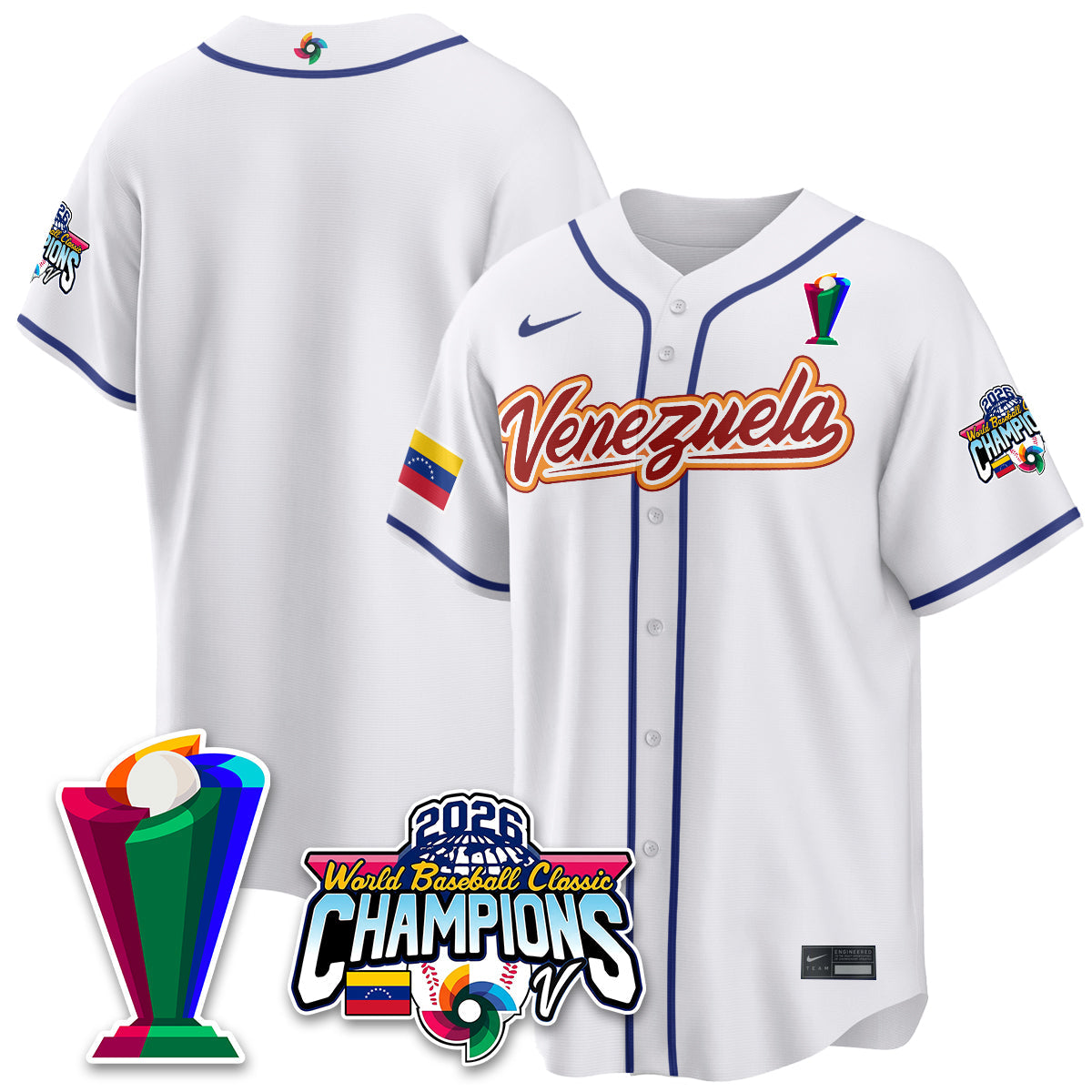 Venezuela Baseball 2026 World Baseball Classic Champions Limited Jersey V2 - Stitched