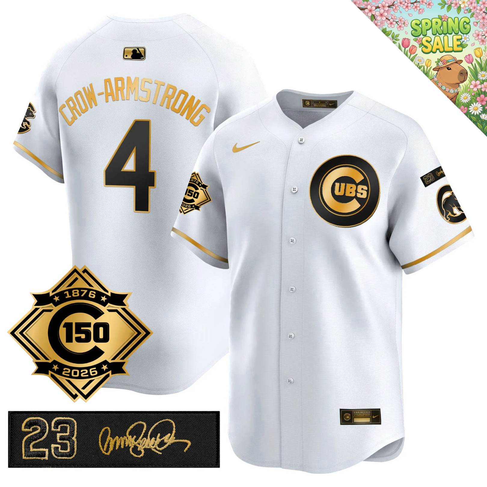 CHC 150th Anniversary & 'Ryne Sandberg Tribute' Limited Gold Jersey - Stitched