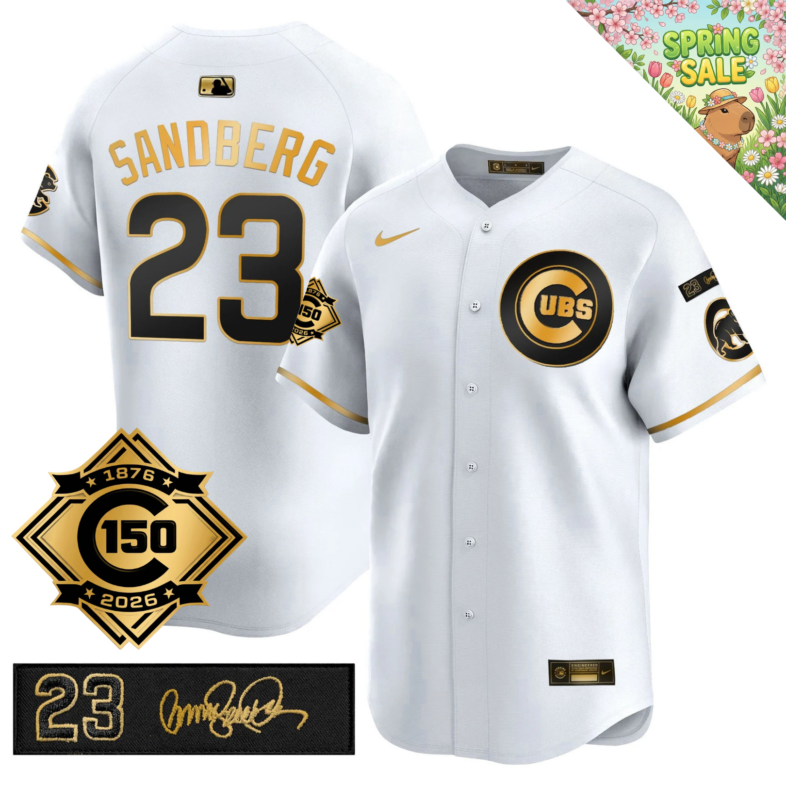 CHC 150th Anniversary & 'Ryne Sandberg Tribute' Limited Gold Jersey - Stitched