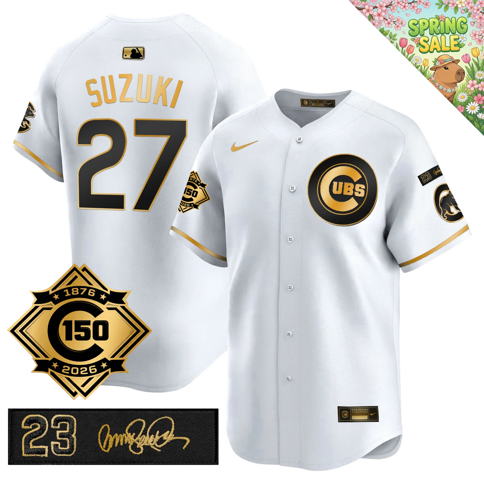 CHC 150th Anniversary & 'Ryne Sandberg Tribute' Limited Gold Jersey - Stitched