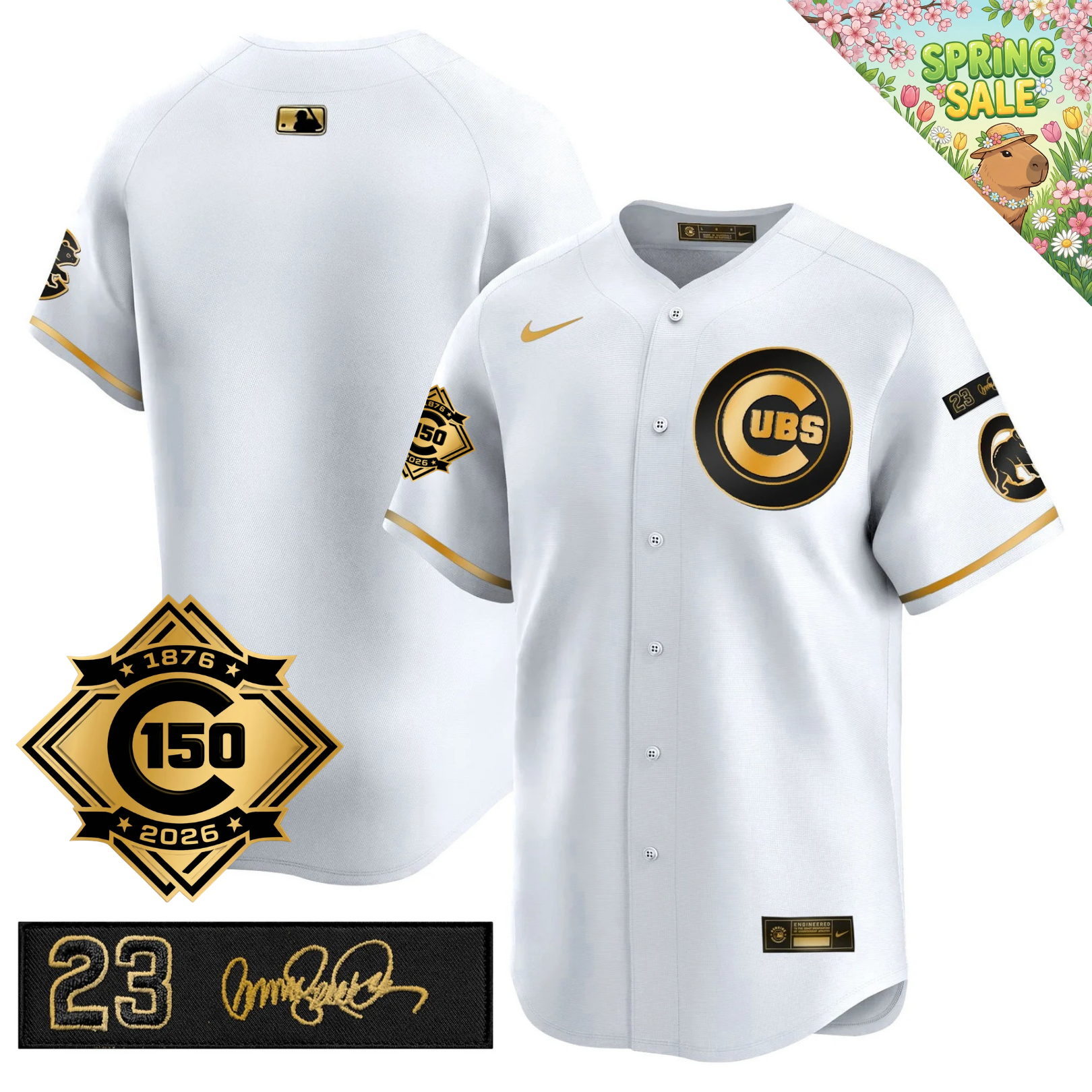 CHC 150th Anniversary & 'Ryne Sandberg Tribute' Limited Gold Jersey - Stitched
