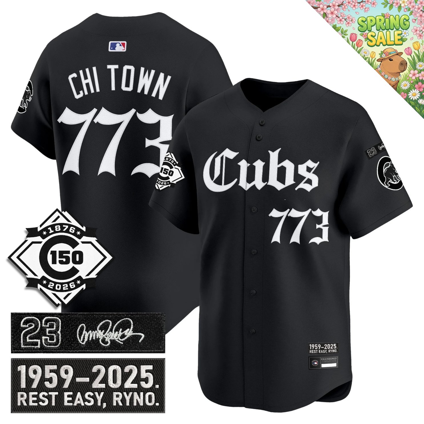 CHC 'Ryne Sandberg Tribute' & 150th anniversary patch Limited Gothic Jersey - Stitched