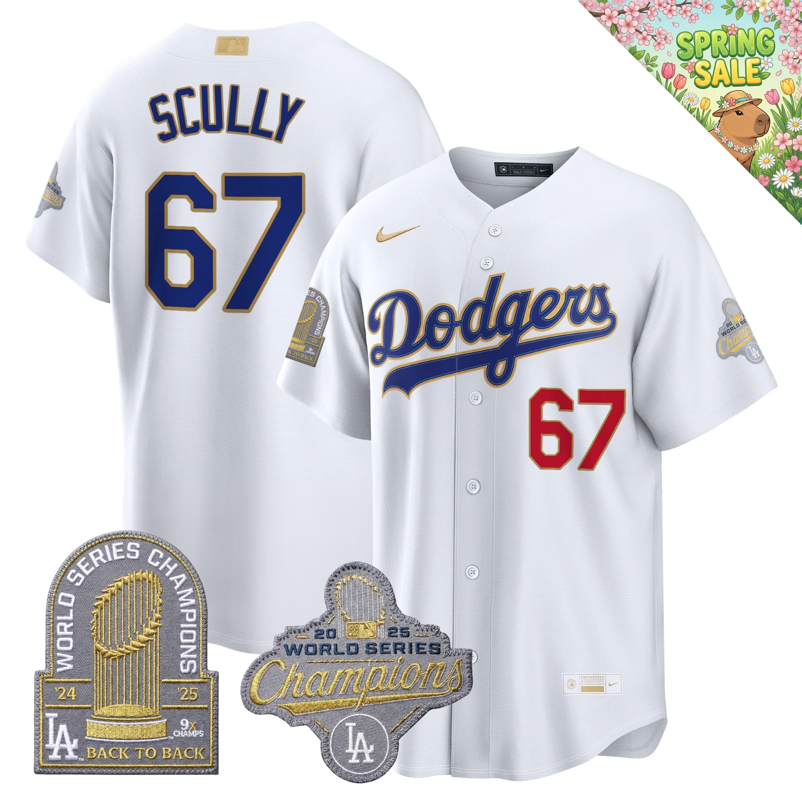 LAD "Gold Collection" Premier Limited Navy Jersey - 9X World Series Champions - Stitched