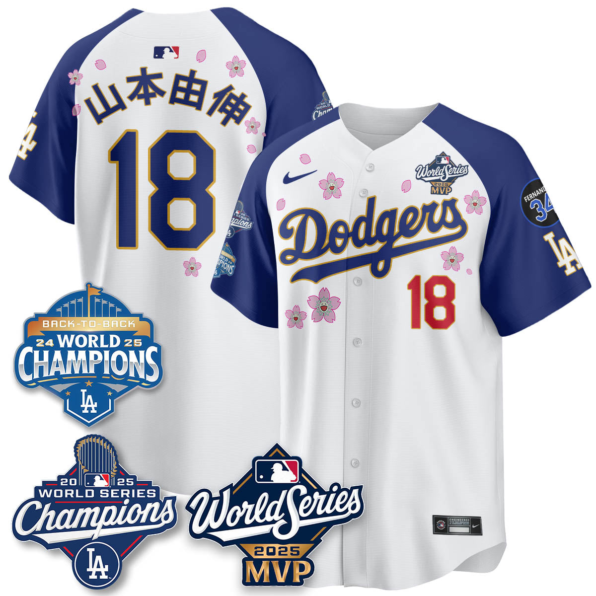 Yoshinobu Yamamoto LAD 2025 World Series MVP Jersey - Stitched