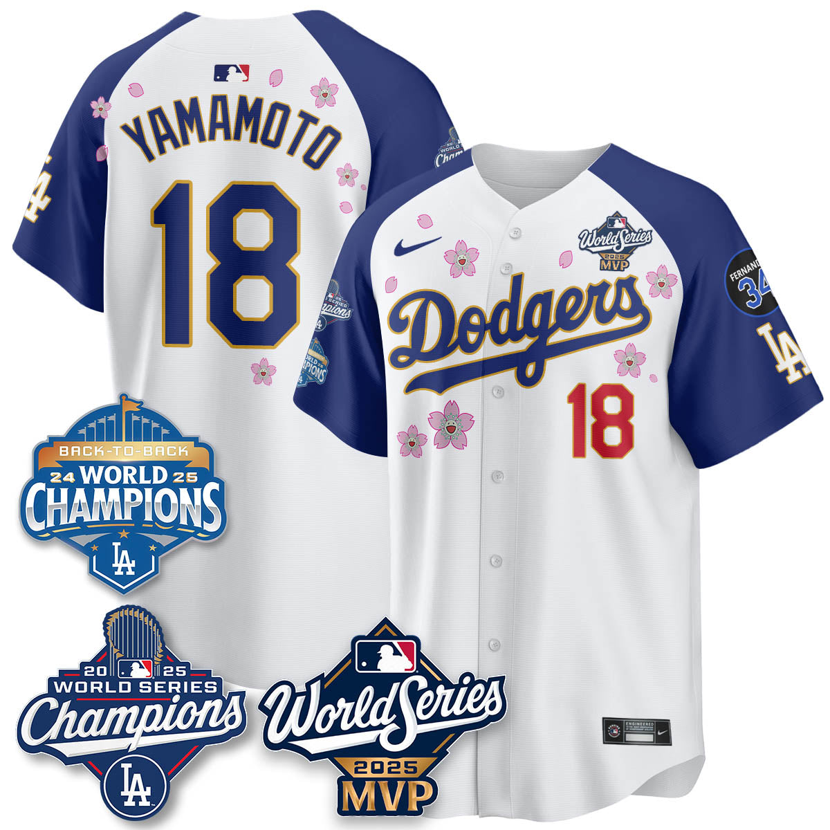 Yoshinobu Yamamoto LAD 2025 World Series MVP Jersey - Stitched