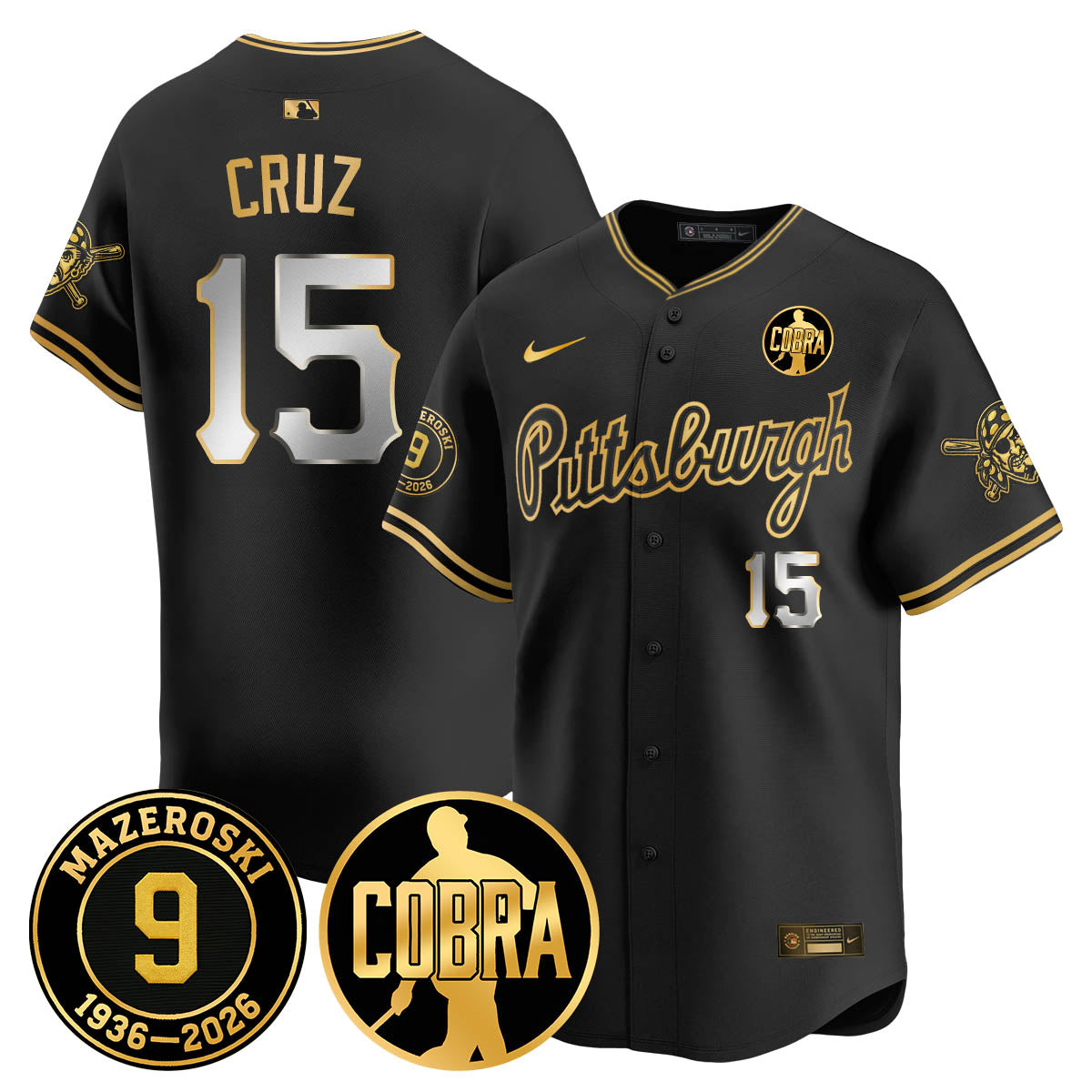 PIT Memories Vapor Limited Gold Jersey - Bill Mazeroski Patch - Stitched