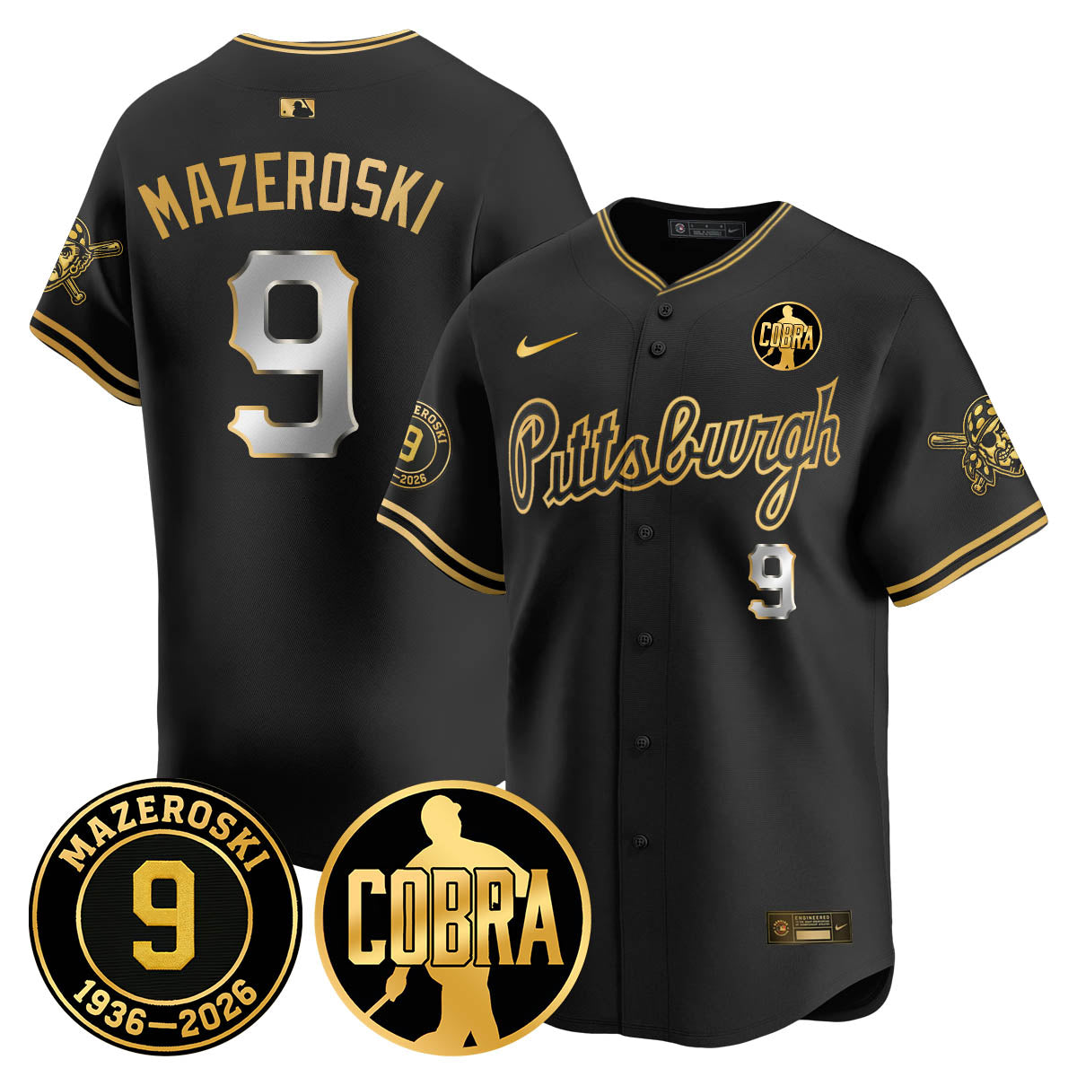 PIT Memories Vapor Limited Gold Jersey - Bill Mazeroski Patch - Stitched