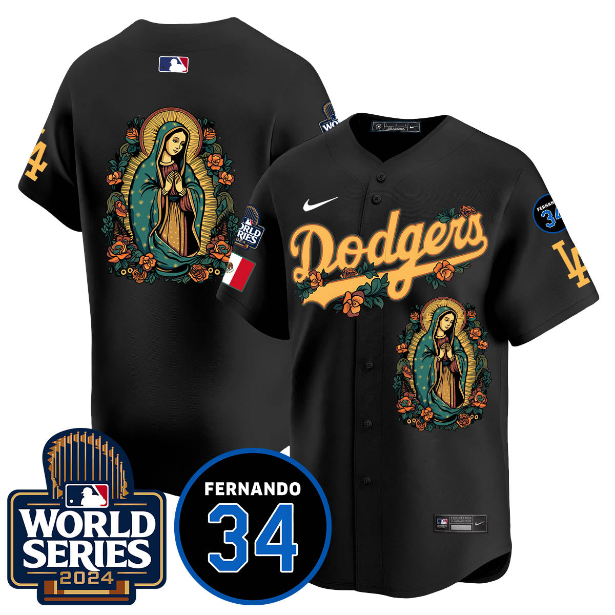 Dodgers Guadalupe - Fernando Valenzuela Memorial Jersey - Stitched
