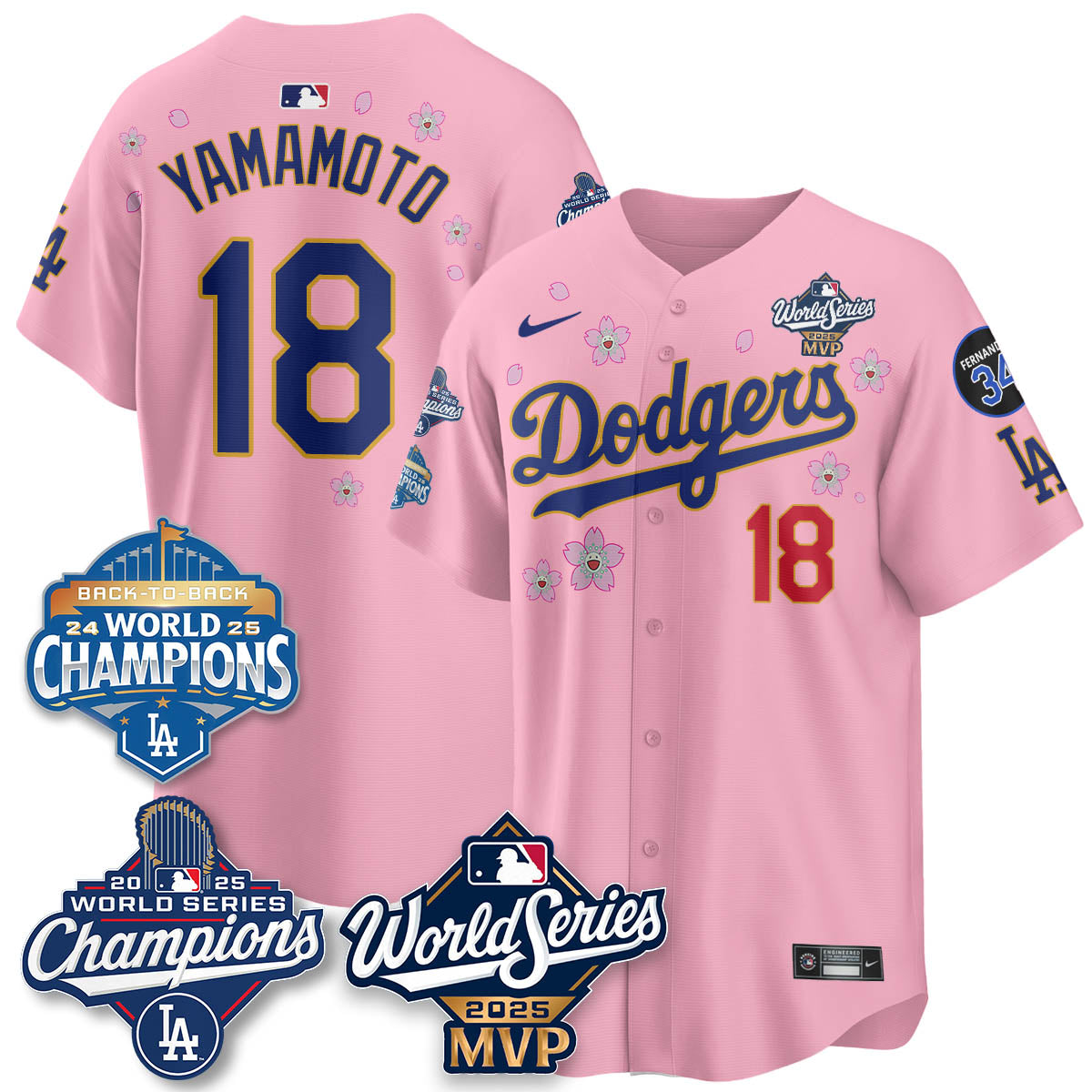 Yoshinobu Yamamoto LAD 2025 World Series MVP Jersey - Stitched