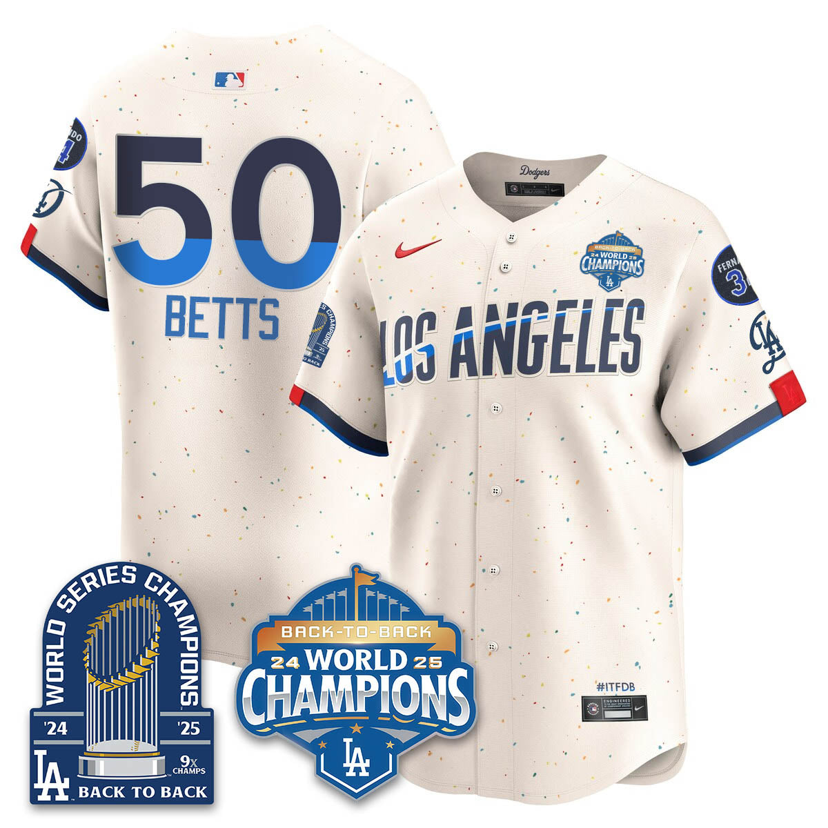 LAD 2025 World Series Champions Jersey - 9x Champs - Stitched