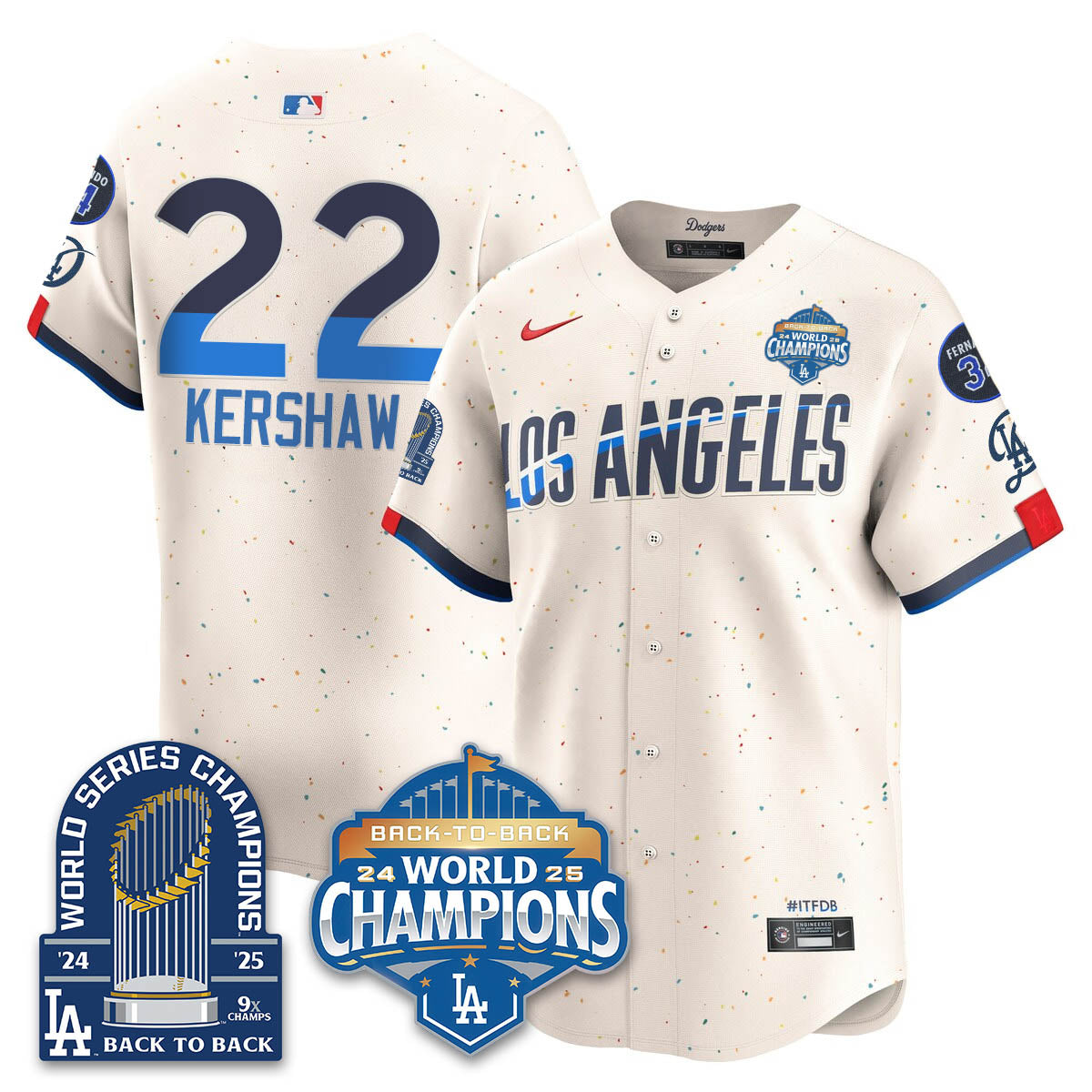 LAD 2025 World Series Champions Jersey - 9x Champs - Stitched
