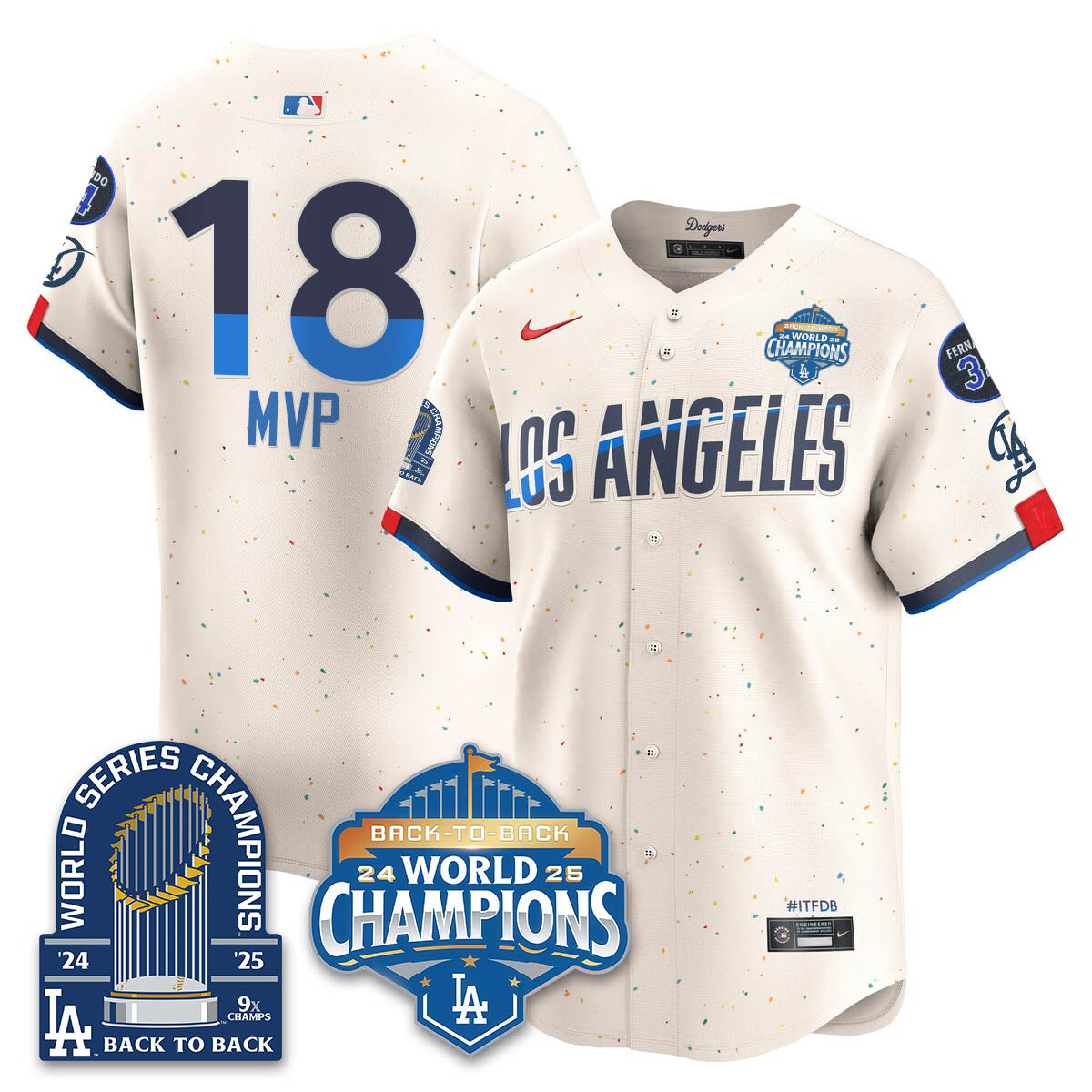LAD 2025 World Series Champions Jersey - 9x Champs - Stitched