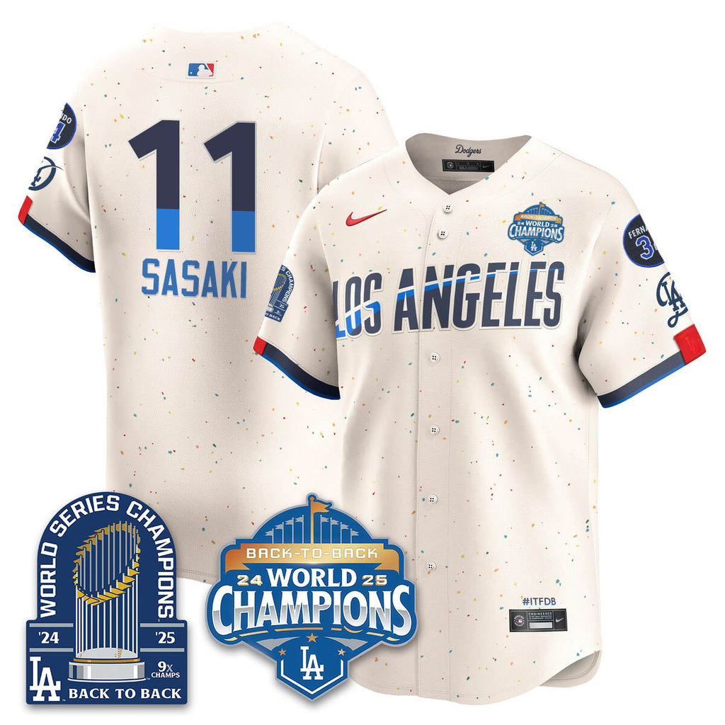 LAD 2025 World Series Champions  Gold Jersey - 9x Champs - Stitched