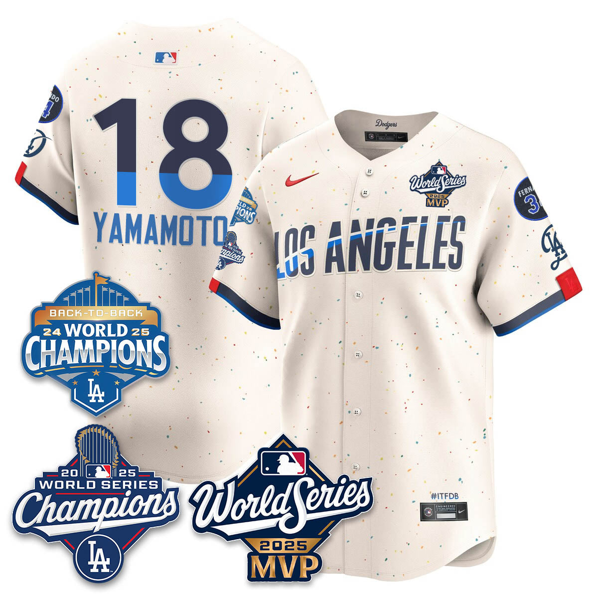 Yoshinobu Yamamoto LAD 2025 World Series MVP Jersey - Stitched