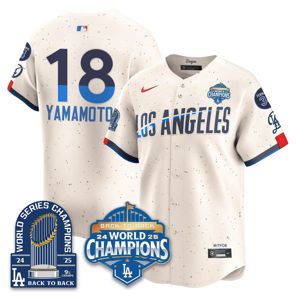 LAD 2025 World Series Champions  Gold Jersey - 9x Champs - Stitched