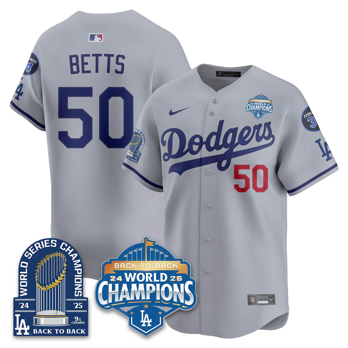 LAD 2025 World Series Champions Jersey - 9x Champs - Stitched