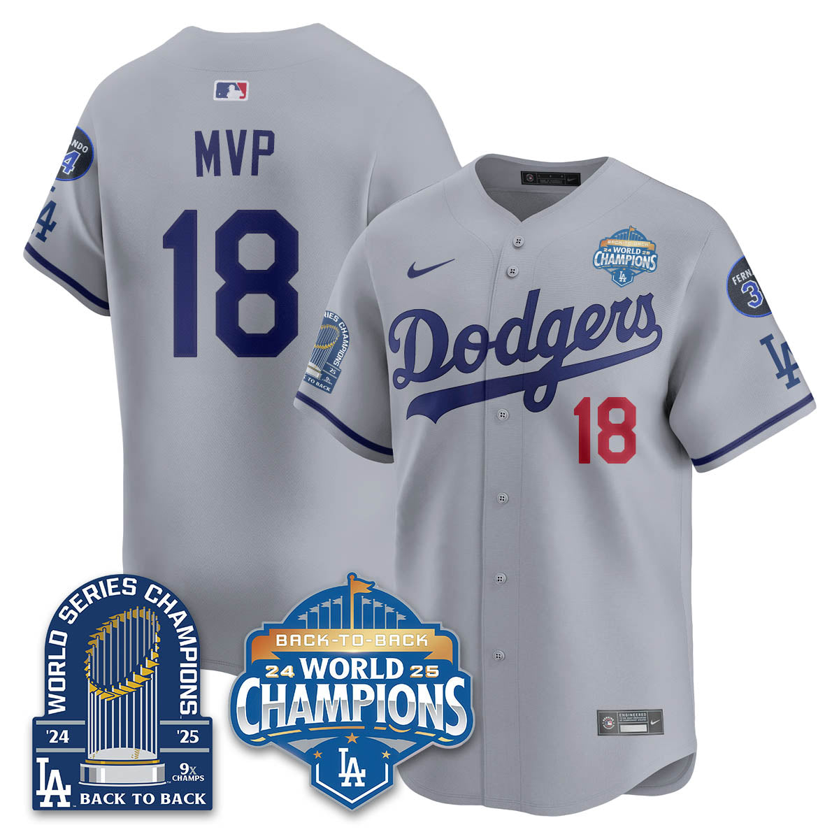LAD 2025 World Series Champions Jersey - 9x Champs - Stitched