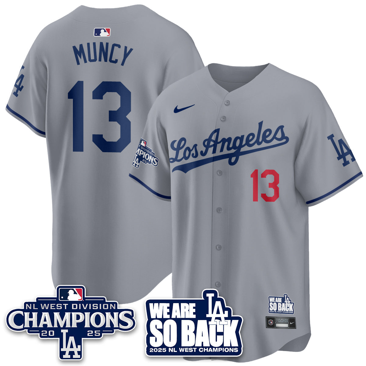 LAD 2025 NL West Division Champions Jersey - Stitched