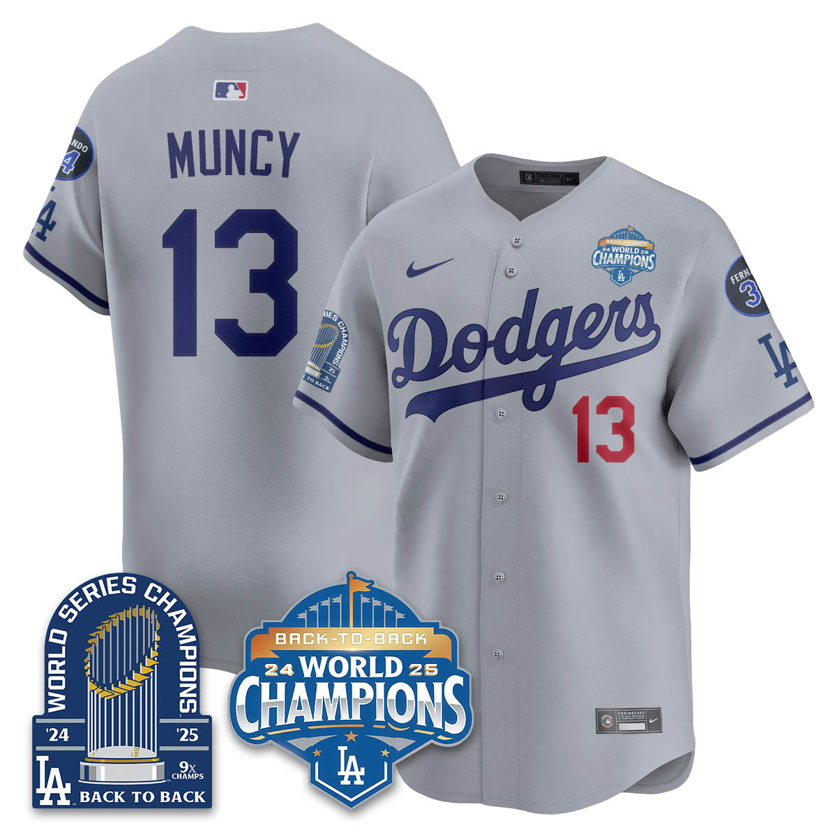 LAD 2025 World Series Champions Jersey - 9x Champs - Stitched