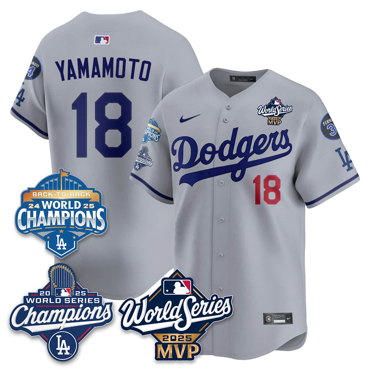 Yoshinobu Yamamoto LAD 2025 World Series MVP Jersey - Stitched