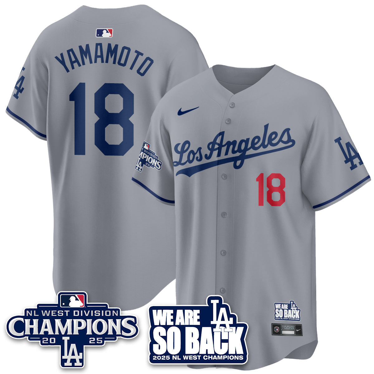 LAD 2025 NL West Division Champions Jersey - Stitched
