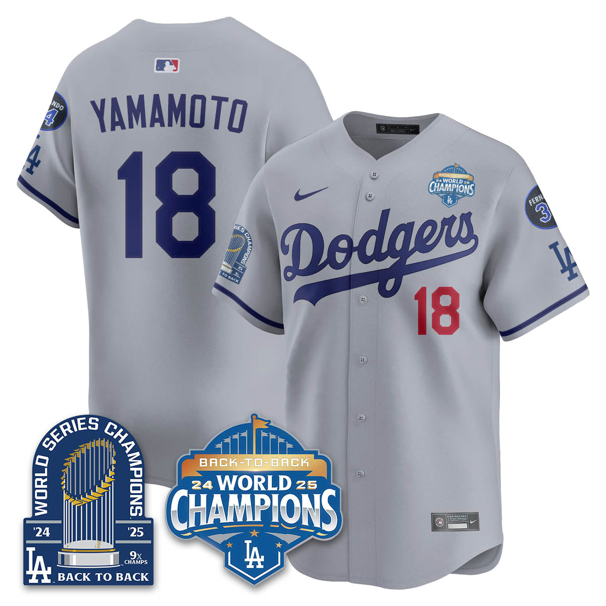 LAD 2025 World Series Champions  Gold Jersey - 9x Champs - Stitched