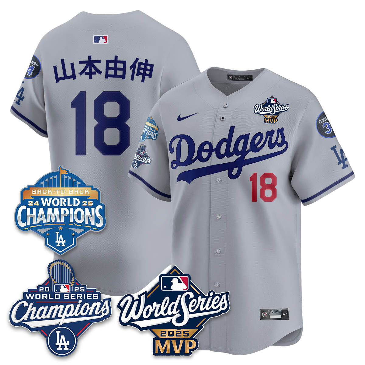 Yoshinobu Yamamoto LAD 2025 World Series MVP Jersey - Stitched