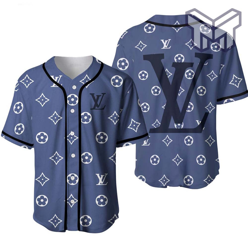 Louis Vuitton Blue Baseball Jersey Shirt Lv Luxury Clothing Clothes Sport For Men Women Hot  Type01
